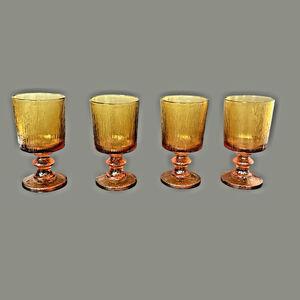 Ravenhead Siesta England 4 Amber Bark 4oz Wine Glass Water Goblets